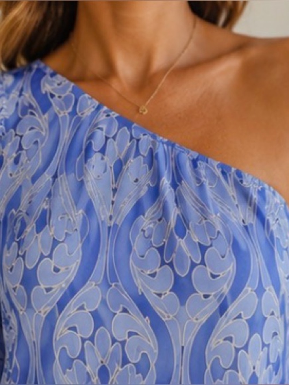 Hyacinth House One Shoulder Blue Resort Midi Dress | Coastal Chic | NWT - Picture 10 of 14